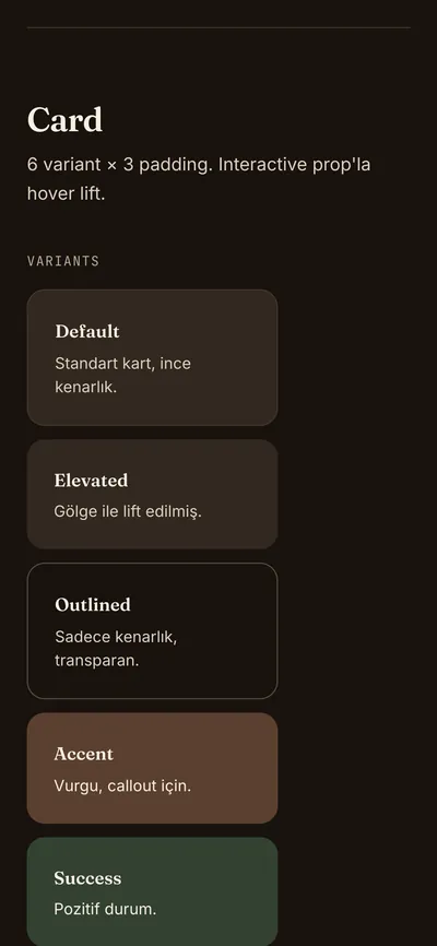 Design system cards on a phone