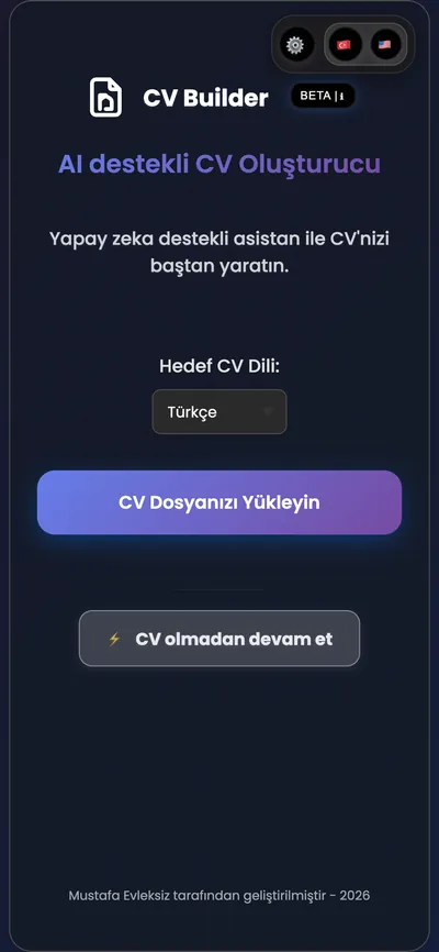 CV Builder on a phone